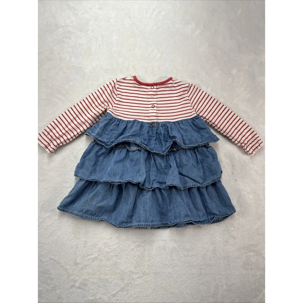 Baby Boden Tiered Applique Dress Baby Girls 12-18m Forest Animals Mushrooms